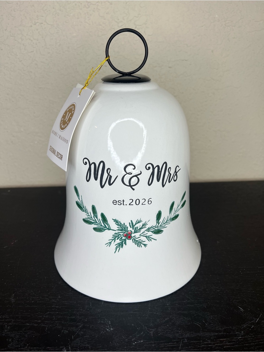 NEW Martha Stewart Christmas Mr. & Mrs. 2026 Ceramic Bell Decor
